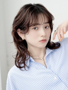 エミュー 大船店(emue) 大船駅ブラウン顔周りレイヤーカットオリーブベージュカラー◆