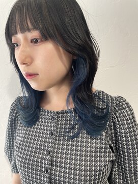 トレフ(Trefle) ミディアムレイヤー/インナーカラー×ブルー