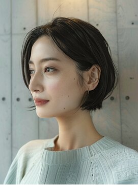 ルーファス 恵比寿 渋谷(Ruufus) 【40代50代60代】大人ショート／前髪なし／白髪ぼかし／耳かけ