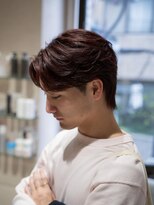アレアル 広島並木通り店(ALEAR)&nbsp;メンズカット/ボルドーカラー/センターパート/広島/眉毛