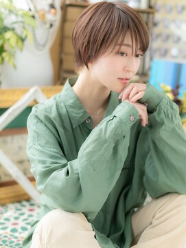 カバーヘア イヴ 戸頭店(COVER HAIR EVE) 斜めバングxラベージュ小顔クールショートa戸頭20代30代40代!