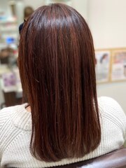 髪質改善　ストレート　オレンジブラウン　菊名　20代30代