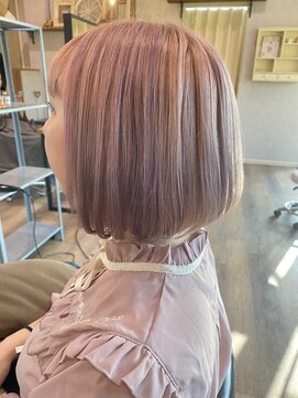 ヘアーガーデンミルクティー 新潟大学前店(Hair garden Milk tea) ペールピンクボブ