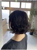 大人ミディアムボブ　パーマ