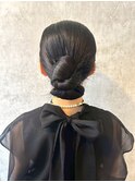 結婚式お呼ばれタイトシニヨン／ヘアセット/タイト/アレンジ