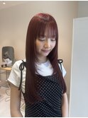 ワインレッド × 顔まわりレイヤー