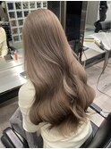 韓国ヘア顔周りレイヤーミルクティーベージュグレージュカラー