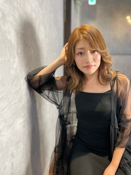 ロゼッタ 大崎古川店(Rosetta) モテ髪 ミディアムヘア セミディ ゆる巻き 愛され外ハネ 波巻き