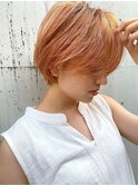 ハイトーンオレンジ×マッシュショート