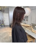 スモーキーなパープルグレージュ×レイヤーカット