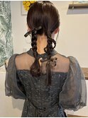 アシンメトリー三つ編みツインアレンジ♪