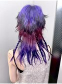 レイヤーハイレイヤーマレットウルフデザインカラー紫カラー
