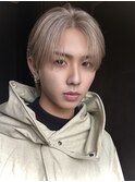 メンズミルクティーベージュコンマヘアアッシュグレージュカラー
