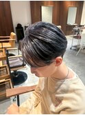 アップバングショート/ブルーブラック/メンズマッシュ/ツヤ髪