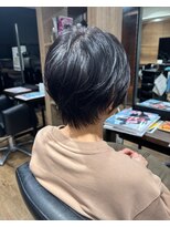 ハピネス クローバー 八木店(Happiness CLOVER)&nbsp;くびれショート黒髪ブルーブラック大和八木　ふんわりパーマ
