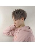 ミルクティーアッシュハーフアップバング