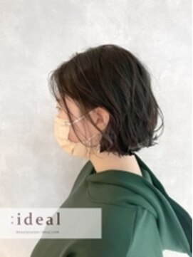 アイディール 心斎橋店(:ideal) 20代30代40代☆くせ毛を活かしてワンレングスボブ♪