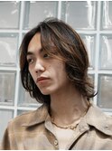 メンズミディアムパーマボブウルフカット緩めスパイラルパーマ