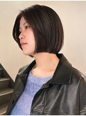 ボブカットぱつっとボブフェイスレイヤー暗髪ボブ梅田/岸本 理希