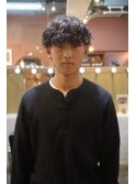 メンズマッシュ波巻きスパイラルパーマケアパーマ眉毛カット岡山