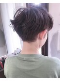 【Marl外国人風カラー】ブラックバイオレットのトレンチショート