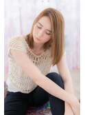 外国人風ことりベージュかきあげ前髪前下がりボブa1