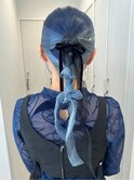 ヘアアレンジ 成人式 前撮り ミディアム ポニーテール タイト