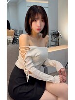 ノク(nok) ボブ_黒髪ボブルフネビージュ小顔ワンレン