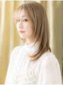 透明感ハイトーンカラー小顔顔周りレイヤーロングウルフX大宮
