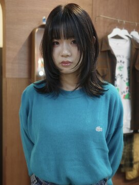 チャプター 問屋町(chapter) ケアカラーグレージュ艶暗髪顔まわりレイヤースタイル