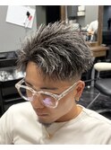 ホワイトメッシュ×かきあげスタイル