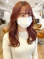 ノラキチジョウジ(NORA KICHIJOJI)&nbsp;赤髪　波ウェーブ　切りっぱなしスタイル