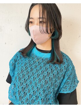 エンシー(ENCI) ロングウルフ/インナーカラー/エメラルドグリーン