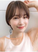 顔周りレイヤーカットグレージュカラーくびれボブショートカット