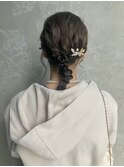 編み下ろしヘアセット結婚式ヘアセットヘお呼ばれセットカチモリ