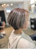 地毛風カラー透明感カラーショコラアッシュ白髪ぼかしモードヘア