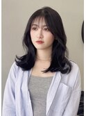 顔周りカット/韓国レイヤー/グレージュ1