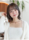大人かわいいフルバングハッシュカットレッドブラウンカラー
