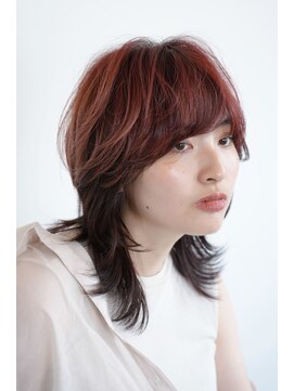 クレス 戸田店(CLESC') ミディアムレイヤー/ウルフ×デザインカラー/アンブレラカラー