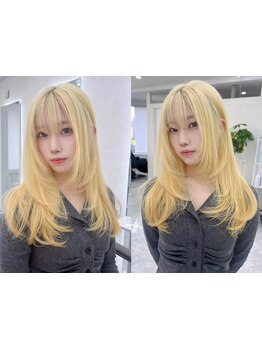 【アメ村ど真ん中*】トリプルカラー*カット+ブリーチ2回+カラー+髪質改善システムTR\22,000