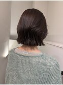 切りっぱなしボブ外ハネ外国人風ボブブラウンカラー前髪なし
