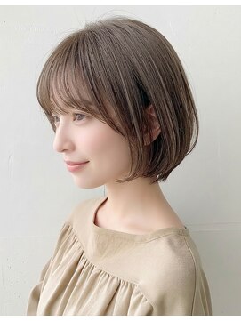 ウィールール 栄町店(WE RULE) 艶感ショートボブ前髪あり小顔くびれヘアグレージュ