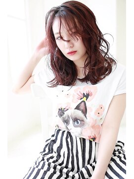 ラフィス ヘアー バース たまプラーザ店(La fith hair Bath) 【La fith】 チェリーレッド☆エアリーミディスタイル