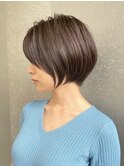大人ショートボブショートヘアベージュカラーイルミナカラー20代