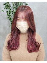 テトヘアー(teto hair) 韓国スタイル　韓国ヘア　くびれヘア　ピンクカラー　シースルー
