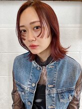 バランス ヘアーアンドアイラッシュ 野田店(balance.) 顔周りカット×レッドカラー