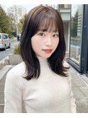 ナチュラル小顔前髪あり後れ毛サイドバング結べるボブくびれヘア