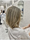 #バレイヤージュ/20代/30代/ハイトーンカラー/レイヤーボブ