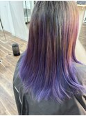 シャドールーツ(毛先紫、ブルーメッシュ)