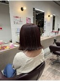 ぱつっと外ハネボブ 透明感カラー ブリーチなしカラー 長崎浜町